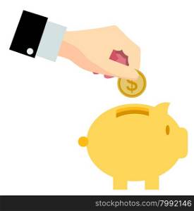Piggy bank saving money concept
