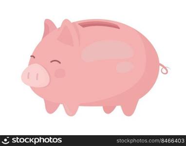Piggy bank semi flat color vector object. Full sized item on white. Interior element. Money savings instrument simple cartoon style illustration for web graphic design and animation. Piggy bank semi flat color vector object