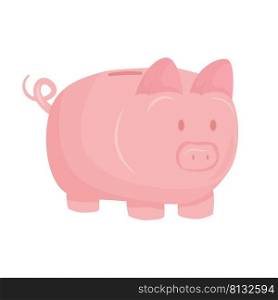 Piggy bank semi flat color vector object. Full sized item on white. Money savings. Finance and investment symbol simple cartoon style illustration for web graphic design and animation. Piggy bank semi flat color vector object
