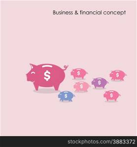 Piggy bank symbol with business and financial concept. Currency war concept. Vector illustration
