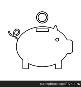 Piggy bank with coin. Icon piggy bank in a flat style. The concept of banking or business services. Vector illustration. EPS 10.. Piggy bank with coin. Icon piggy bank in a flat style. The concept of banking or business services. Vector illustration.