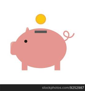 Piggy bank with coin. Icon piggy bank in a flat style. The concept of banking or business services. Vector illustration. EPS 10.. Piggy bank with coin. Icon piggy bank in a flat style. The concept of banking or business services. Vector illustration.