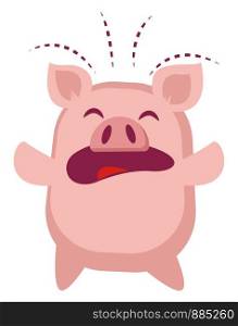 Piggy is crying, illustration, vector on white background.