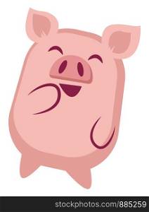 Piggy is laughing, illustration, vector on white background.