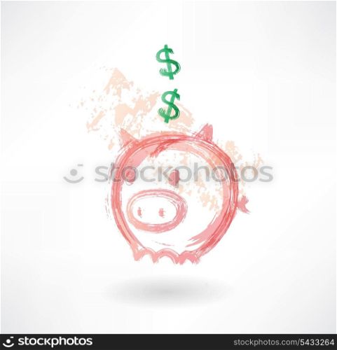 Piggy moneybox grunge icon