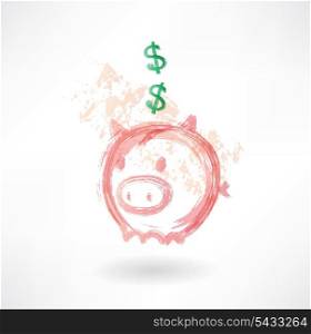 Piggy moneybox grunge icon