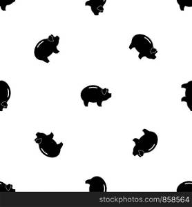 Piggy pattern repeat seamless in black color for any design. Vector geometric illustration. Piggy pattern seamless black