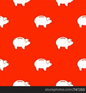 Piggy pattern repeat seamless in orange color for any design. Vector geometric illustration. Piggy pattern seamless