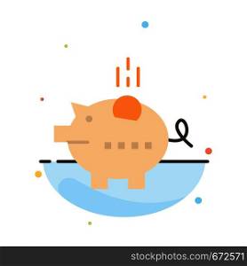 Piggybank, Economy, Piggy, Safe, Savings Abstract Flat Color Icon Template