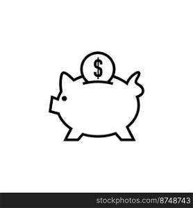 Piggybank icon, in line style on white background