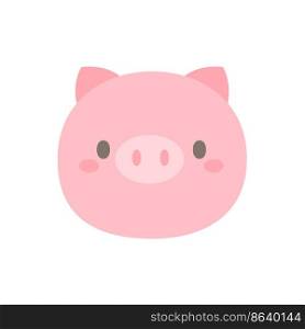 Piglet vector. cute animal face design for kids.
