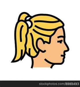pigtails hairstyle female color icon vector. pigtails hairstyle female sign. isolated symbol illustration. pigtails hairstyle female color icon vector illustration