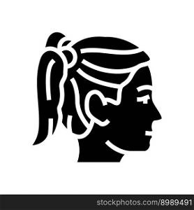 pigtails hairstyle female glyph icon vector. pigtails hairstyle female sign. isolated symbol illustration. pigtails hairstyle female glyph icon vector illustration