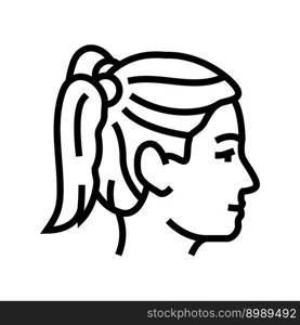 pigtails hairstyle female line icon vector. pigtails hairstyle female sign. isolated contour symbol black illustration. pigtails hairstyle female line icon vector illustration