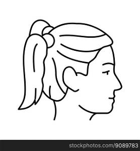 pigtails hairstyle female line icon vector. pigtails hairstyle female sign. isolated contour symbol black illustration. pigtails hairstyle female line icon vector illustration