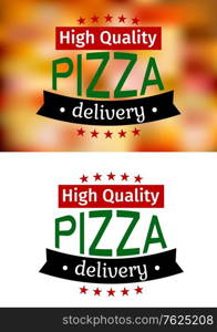 Piiza delivery banners on colorful pizzeria background for fastfood cafe design