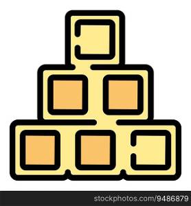 Pile cubes icon outline vector. Cube build. Block stack color flat. Pile cubes icon vector flat