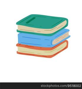 Pile of Book in cartoon style. Education and knowledge. Stack of Closed cover. Modern trendy design. Many object. Details of school and library. Pile of Book in cartoon style. Education