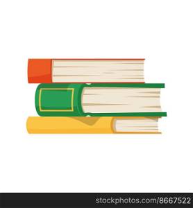 Pile of books in color hardcovers, bestsellers bookstore objects. Vector cartoon business textbooks, encyclopedias heap. Studying and knowledge materials. Stack of books school, textbooks, bestsellers heap