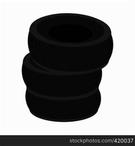 Pile of car tires cartoon icon isolated on white background. Pile of car tires cartoon icon