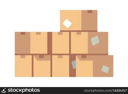 Pile of cardboard boxes. Stacked sealed various brown packing of goods vector concept. Pile of cardboard boxes. Stacked sealed various packing of goods vector concept