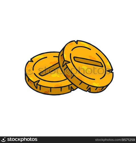 PIle of gold coins. Outline cartoon Icon of money and treasure. Concept of earnings and wealth. PIle of gold coins. Outline cartoon Icon