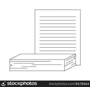 Pile of paper flat monochrome isolated vector object. Paper with reminder. Writing. Editable black and white line art drawing. Simple outline spot illustration for web graphic design. Pile of paper flat monochrome isolated vector object