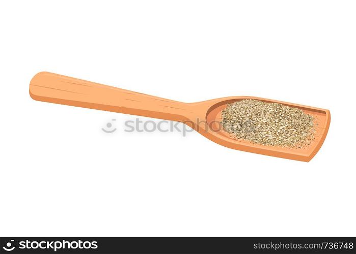 Pile of powder on wooden spoon. Gray brown. heap of dust. farina, putty, trituration, flour, sand vector illustaration. Pile of powder on wooden spoon. Gray brown. heap of dust. farina, putty, trituration, flour, sand