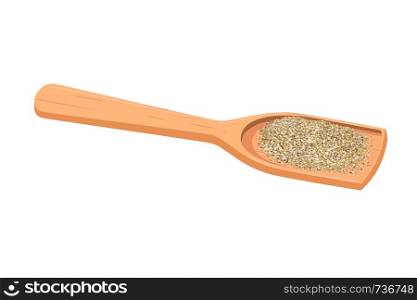 Pile of powder on wooden spoon. Gray brown. heap of dust. farina, putty, trituration, flour, sand vector illustaration. Pile of powder on wooden spoon. Gray brown. heap of dust. farina, putty, trituration, flour, sand