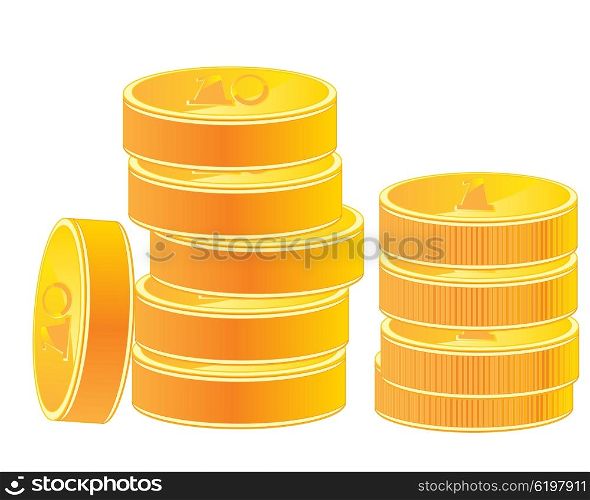 Pile of the gold coins. Much coins from gild on white background is insulated