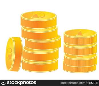 Pile of the gold coins. Much coins from gild on white background is insulated