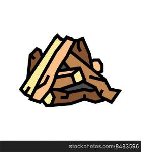 pile wood timber color icon vector. pile wood timber sign. isolated symbol illustration. pile wood timber color icon vector illustration