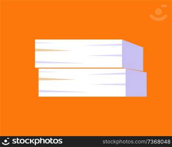 Piles of papers or documents vector illustration isolated on yellow background. Heaps of white blanks, stock of pages, paperwork concept, storage of information. Piles of Papers or Documents Vector Illustration