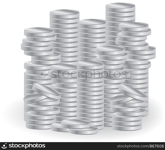 Piles of silver coins. Symbol of business success, prosperity.. Piles of silver coins. Symbol of business, success, prosperity