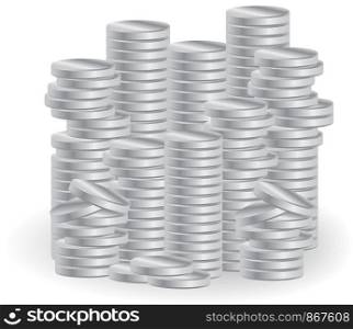 Piles of silver coins. Symbol of business success, prosperity.. Piles of silver coins. Symbol of business, success, prosperity