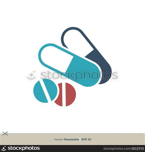 Pill and Capsule Icon Vector Logo Template Illustration Design. Vector EPS 10.