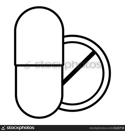 Pill and tablet icon. Outline illustration of pill and tablet vector icon for web design isolated on white background. Pill and tablet icon , outline style