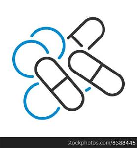 Pill And Tabs Icon. Editable Bold Outline With Color Fill Design. Vector Illustration.
