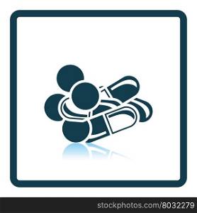 Pill and tabs icon. Shadow reflection design. Vector illustration.