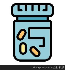 Pill bottle probiotics icon. Outline pill bottle probiotics vector icon color flat isolated. Pill bottle probiotics icon color outline vector