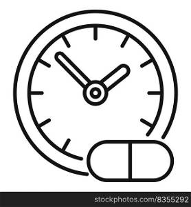 Pill hour time icon outline vector. Family doctor. Medicine child. Pill hour time icon outline vector. Family doctor