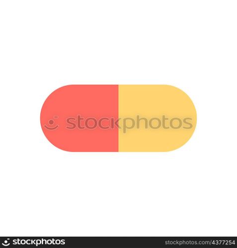 Pill icon. Colored sign. Red and yellow. Medicine symbol. Flat logo. Simple design. Vector illustration. Stock image. EPS 10.. Pill icon. Colored sign. Red and yellow. Medicine symbol. Flat logo. Simple design. Vector illustration. Stock image.