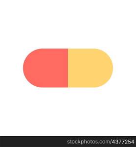 Pill icon. Colored sign. Red and yellow. Medicine symbol. Flat logo. Simple design. Vector illustration. Stock image. EPS 10.. Pill icon. Colored sign. Red and yellow. Medicine symbol. Flat logo. Simple design. Vector illustration. Stock image.