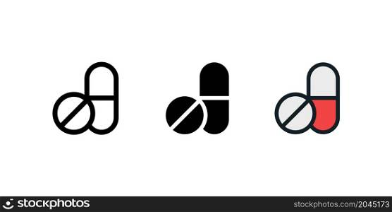 pill icon different style vector illustration