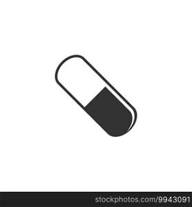 Pill icon flat. White pictogram on black background. Vector illustration symbol and bonus icons. Pill icon flat