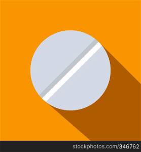Pill icon in flat style on a yellow background. Pill icon, flat style