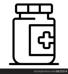 Pill jar icon outline vector. Pharmacy bottle. Health medicament. Pill jar icon outline vector. Pharmacy bottle