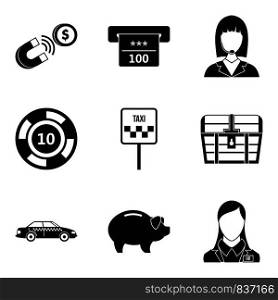 Pillage icons set. Simple set of 9 pillage vector icons for web isolated on white background. Pillage icons set, simple style