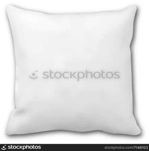 Pillow mockup. Square bed cushion isolated blank. Fluffy cotton fabric 3d blank. Realistic rectangular sofa decoration product. Pillow mockup. Square bed cushion isolated blank