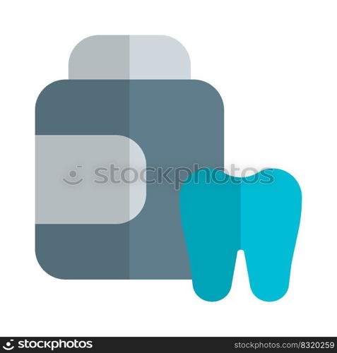 Pills bottle for dental health isolated on a white background